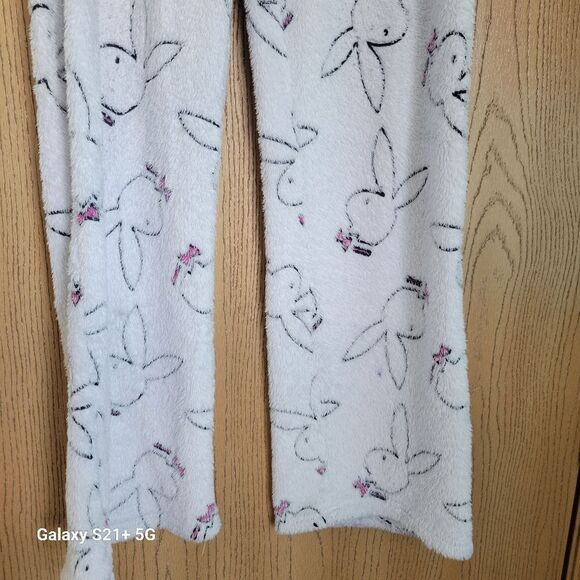 Y2K playboy Bunny white allover print sweat pants womens size medium - Picture 3 of 8